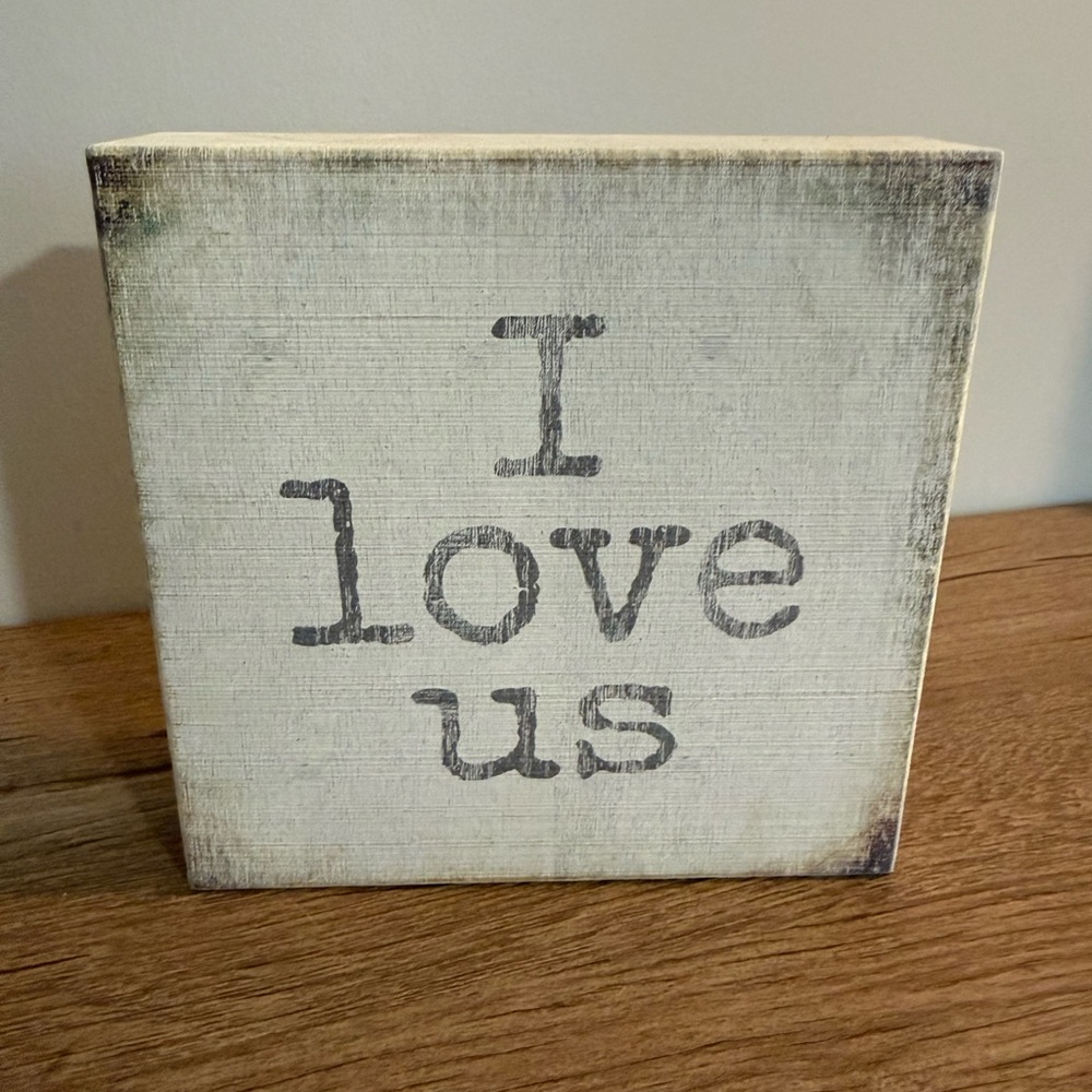 Charming White 'I Love Us' Wooden Block Sign